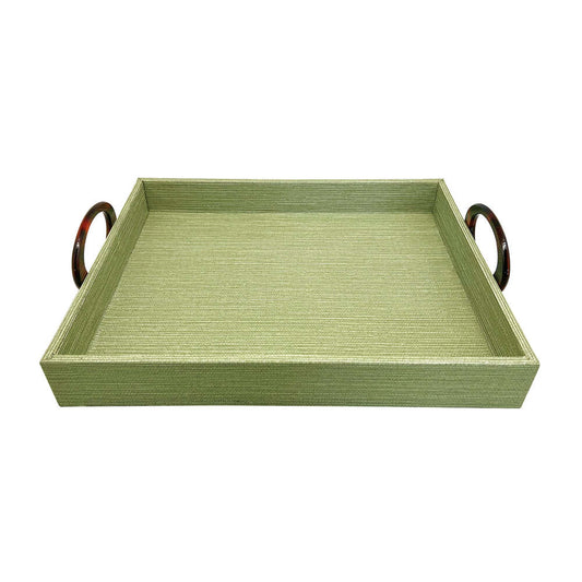 Palma Tortoise Faux Grasscloth And Tortoise Handled Small Tray by Mariposa