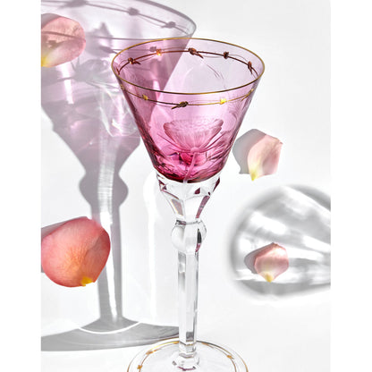 Paula 270 ml Rose Coloured Hand-Cut Red Wine Glass by Moser Additional Image - 2