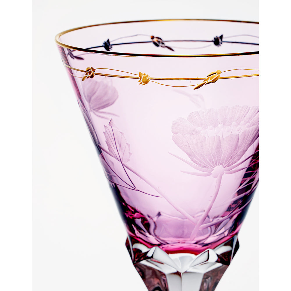 Paula 270 ml Rose Coloured Hand-Cut Red Wine Glass by Moser Additional Image - 3