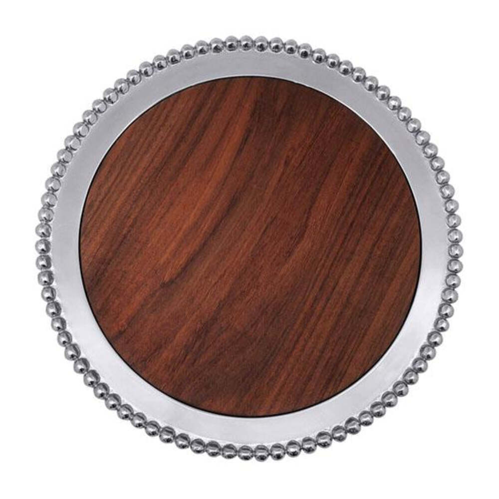 Pearled Round Cheese Board With Dark Wood Insert by Mariposa