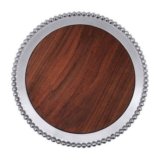 Pearled Round Cheese Board With Dark Wood Insert by Mariposa