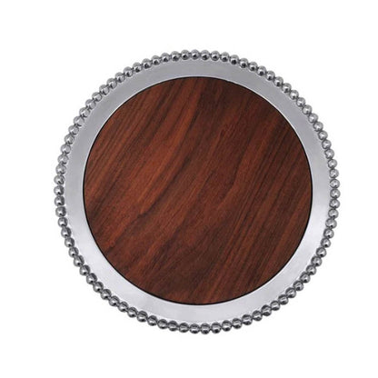 Pearled Round Platter with Dark Wood Insert by Mariposa