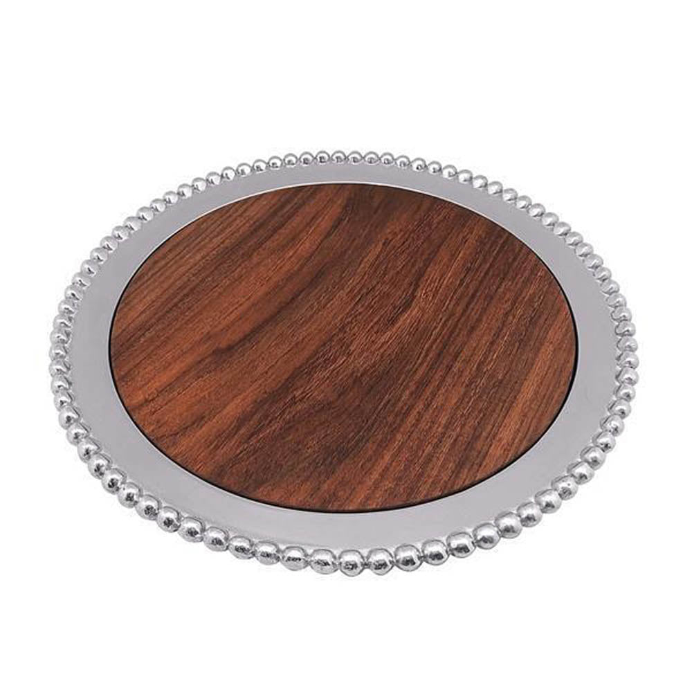 Pearled Round Platter with Dark Wood Insert by Mariposa Additional Image - 1