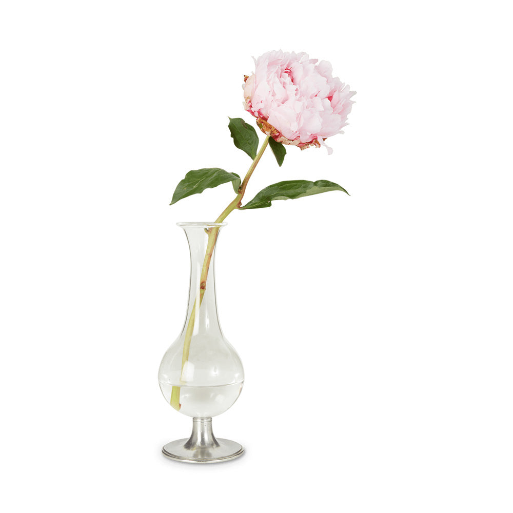 Pewter Footed Glass Vase by Match Pewter