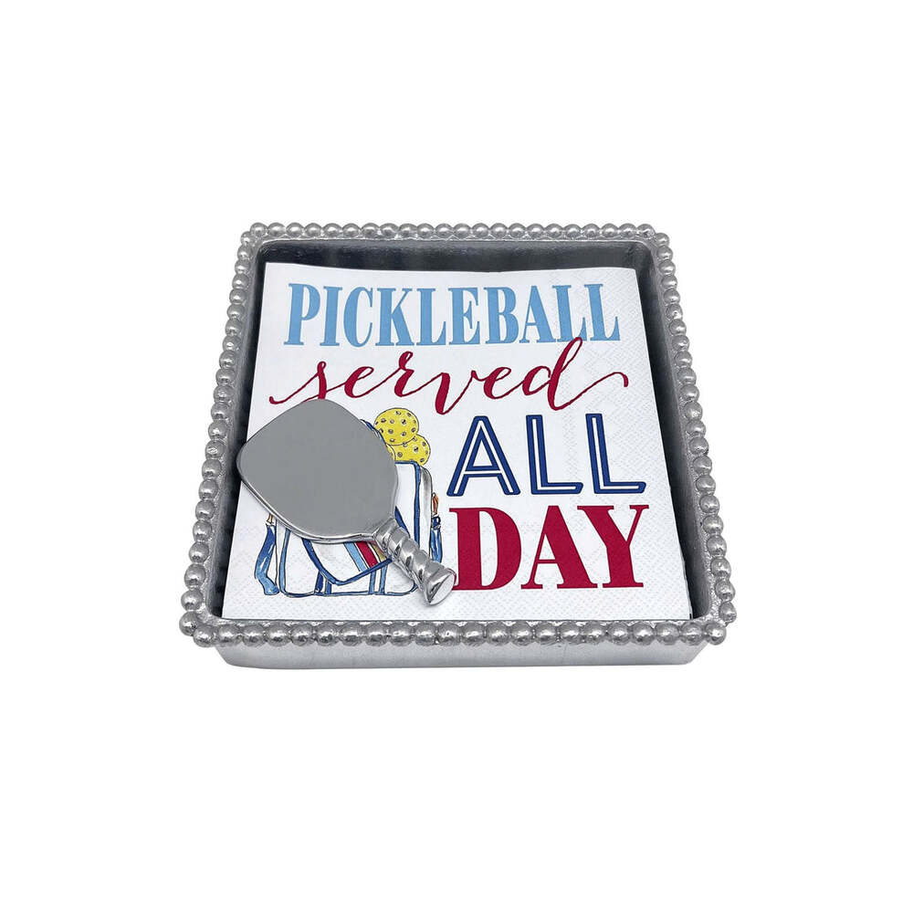 Pickleball Served All Day (1900) Beaded Napkin Box Set by Mariposa