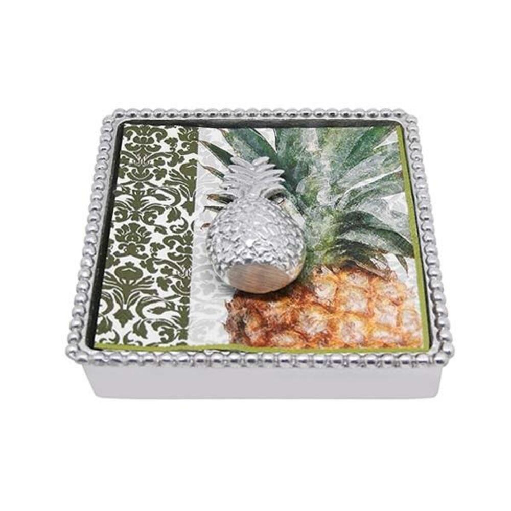 Pineapple (2892) Beaded Napkin Box Set by Mariposa