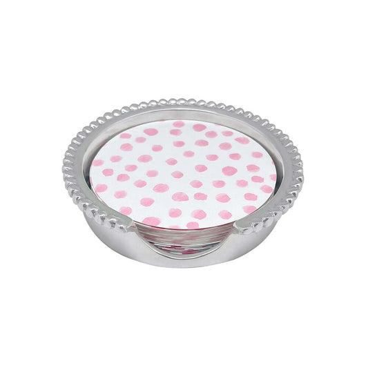 Pink Dotty And Stripe Beaded Coaster Set by Mariposa