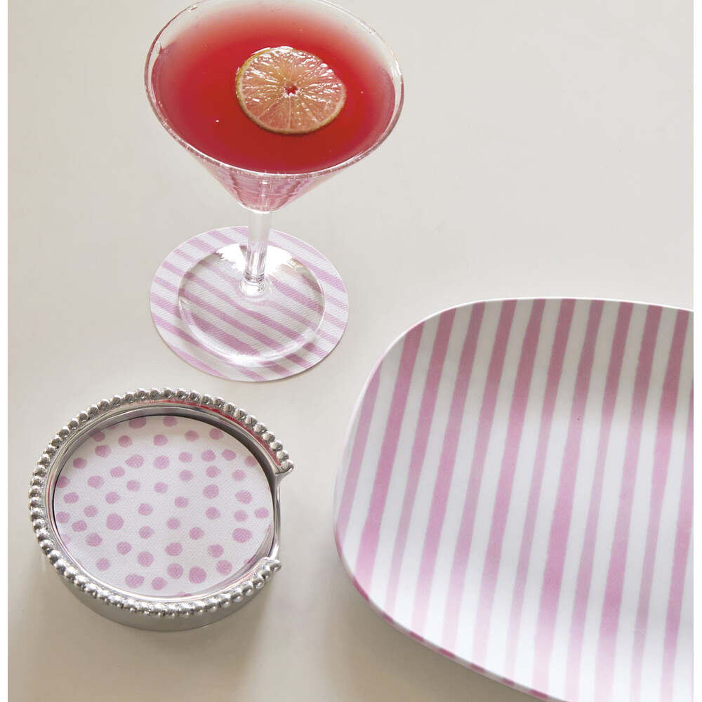 Pink Dotty And Stripe Beaded Coaster Set by Mariposa Additional Image-4