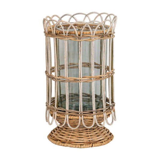 Provence Rattan 11.5" Hurricane - Whitewash by Juliska