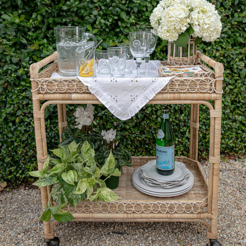 Provence Rattan Bar Cart - Whitewash by Juliska Additional Image-2