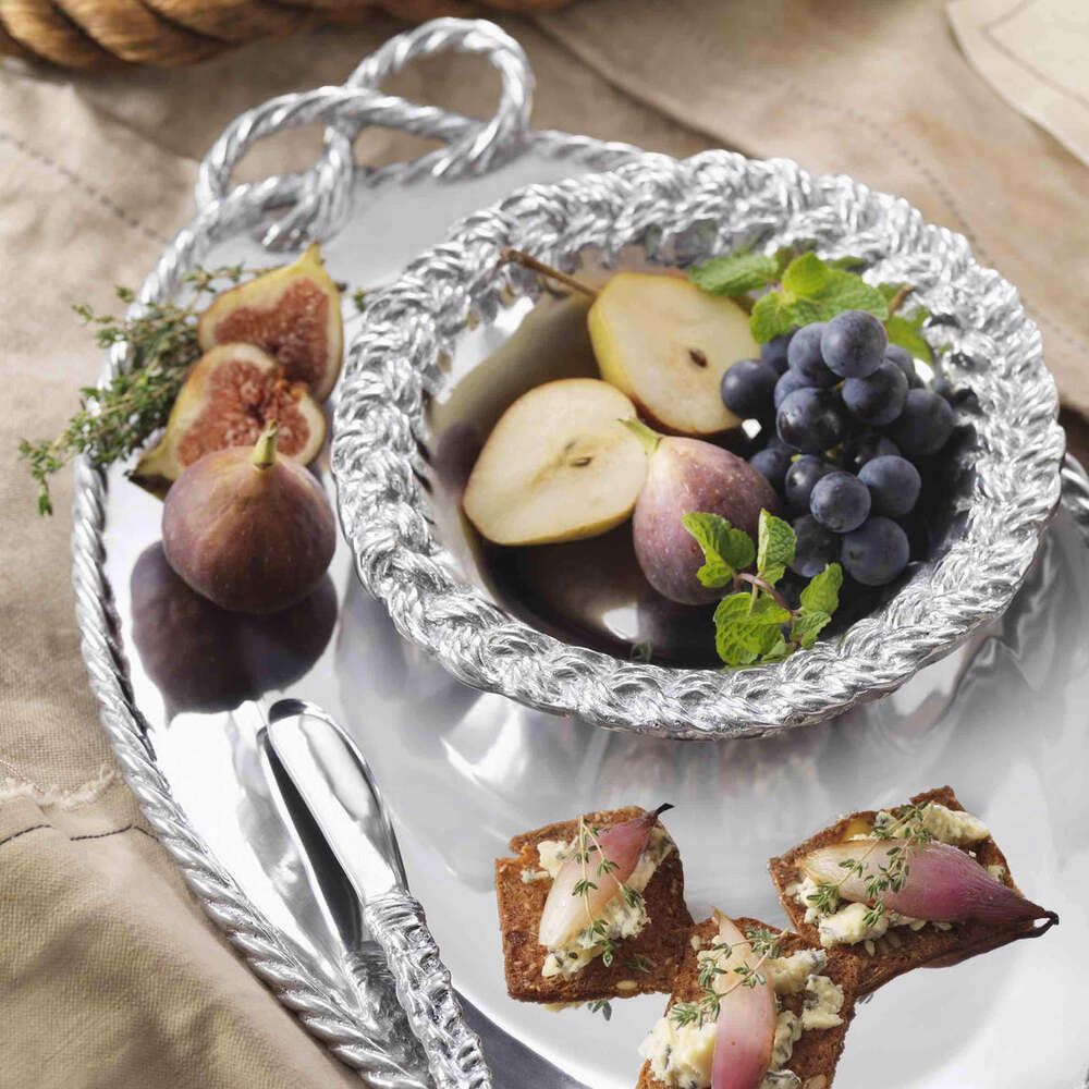 Rope Knot Handled Oval Serving Tray by Mariposa Additional Image-3