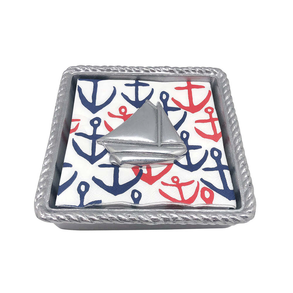 Sailboat (1921) Rope Napkin Box Set by Mariposa