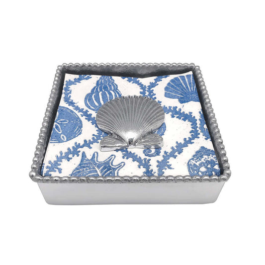 Scallop Shell (1916) Beaded Napkin Box Set by Mariposa