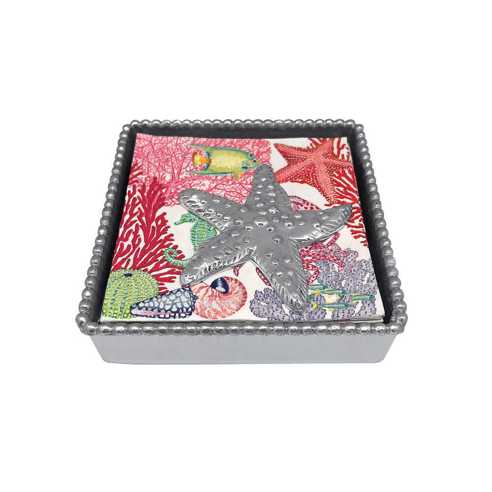 Sea Star (4144) Beaded Napkin Box Set by Mariposa