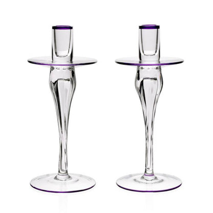 Siena Pair of Candlesticks Amethyst by William Yeoward