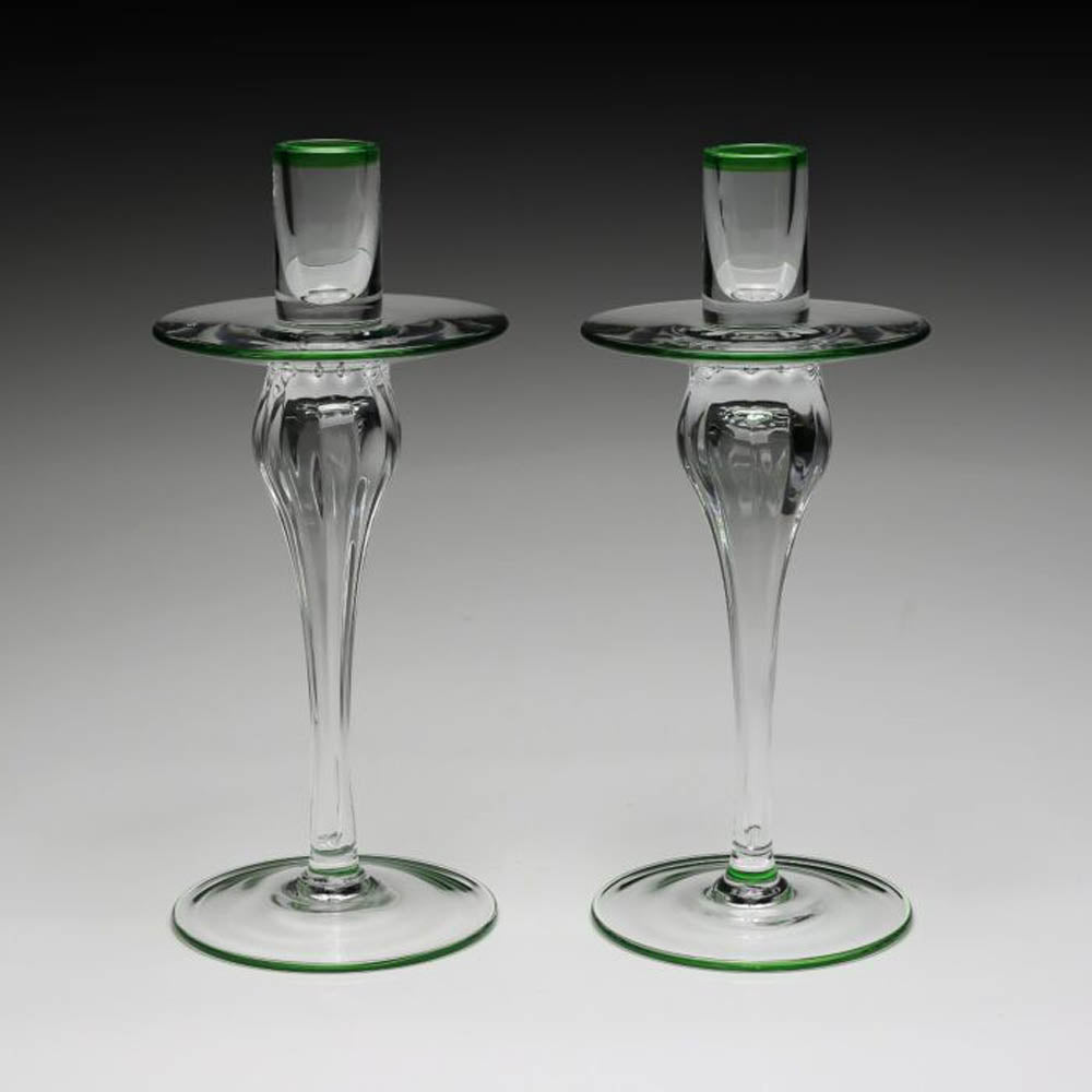 Siena Pair of Candlesticks Green by William Yeoward Additional Image - 1