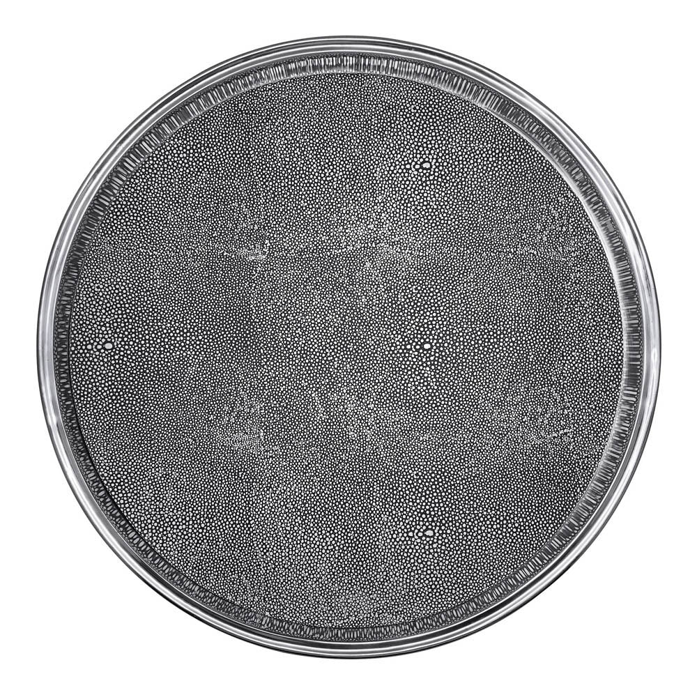 Signature Round Metal Tray with Shagreen Insert by Mariposa