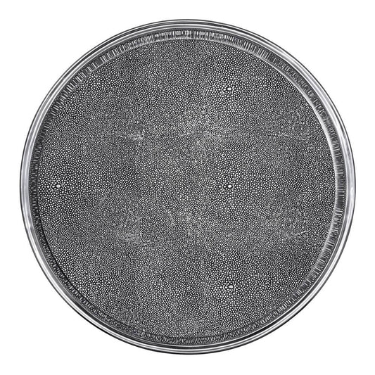 Signature Round Metal Tray with Shagreen Insert by Mariposa