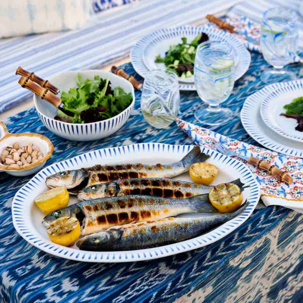 Sitio Stripe 17" Serving Platter - Delft Blue by Juliska Additional Image-2