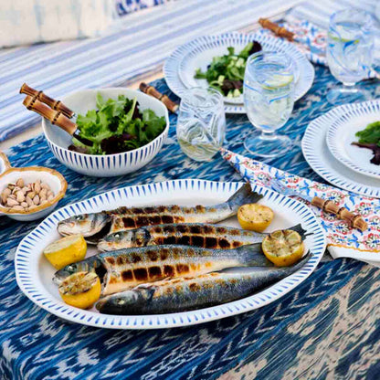 Sitio Stripe 17" Serving Platter - Delft Blue by Juliska Additional Image-2