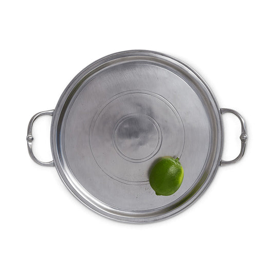 Small Round Tray with Handles by Match Pewter