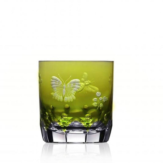 Springtime Yellow-Green Old Fashioned Glass by Varga Crystal