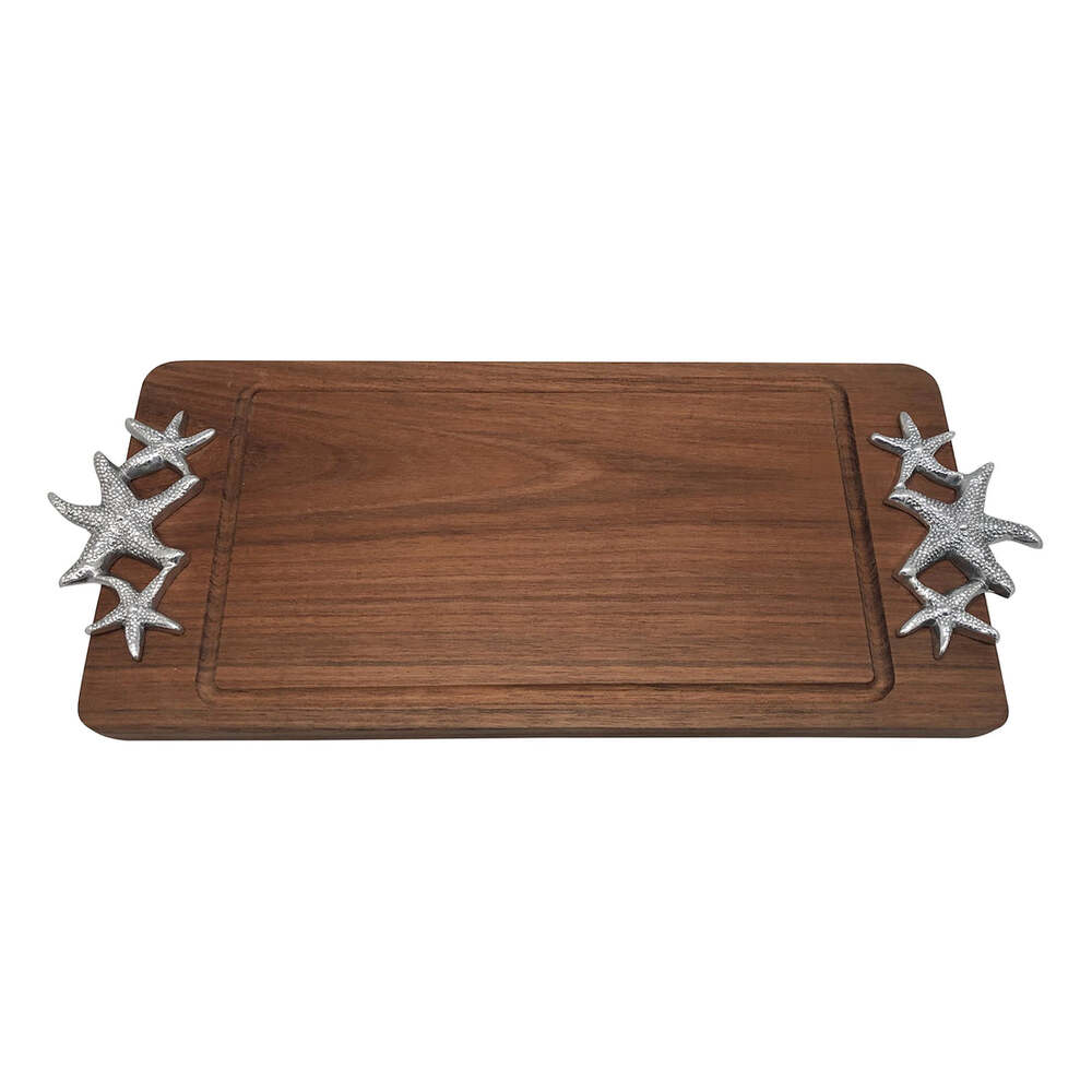 Starfish Handled Dark Wood Tray by Mariposa