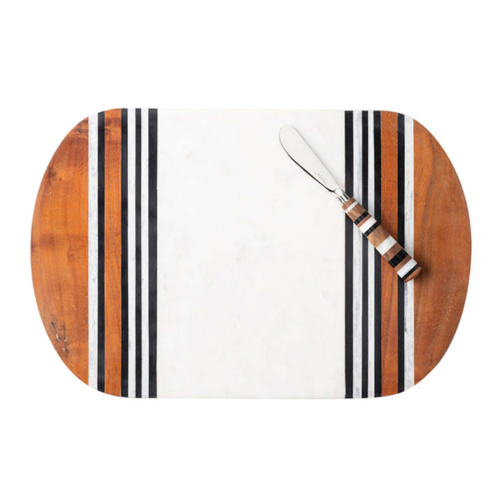 Stonewood Stripe 15" Serving Board with Spreader by Juliska