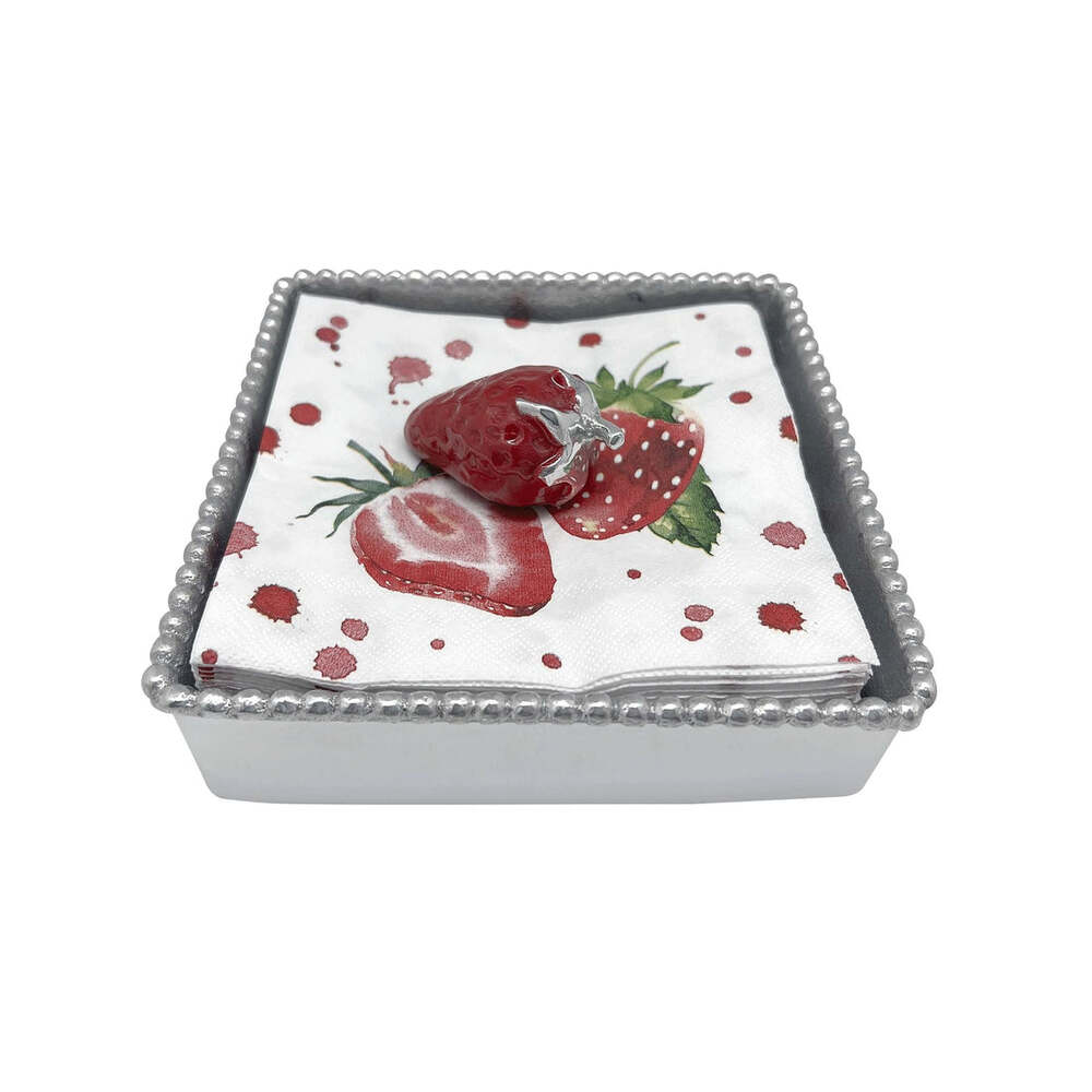 Strawberry (1779) Beaded Napkin Box Set by Mariposa