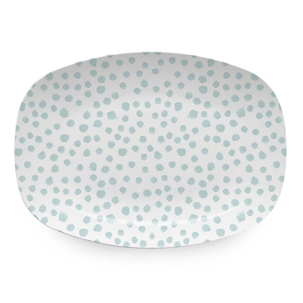 Teal Dotty Platter by Mariposa