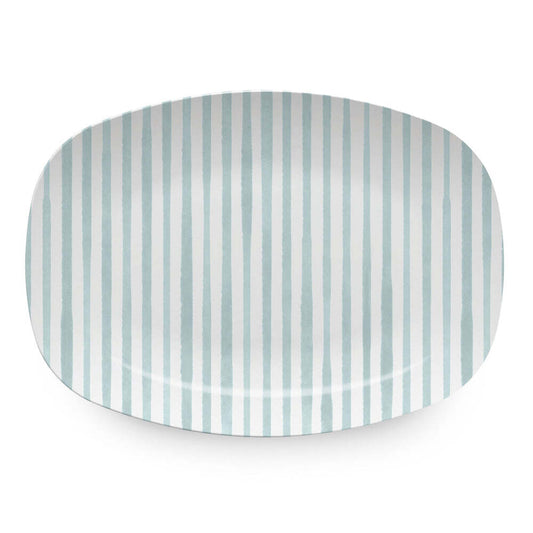 Teal Simple Stripes Platter by Mariposa