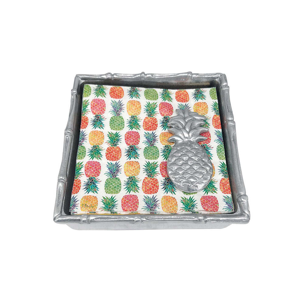 Tropical Pineapple (1914) Bamboo Napkin Box Set by Mariposa