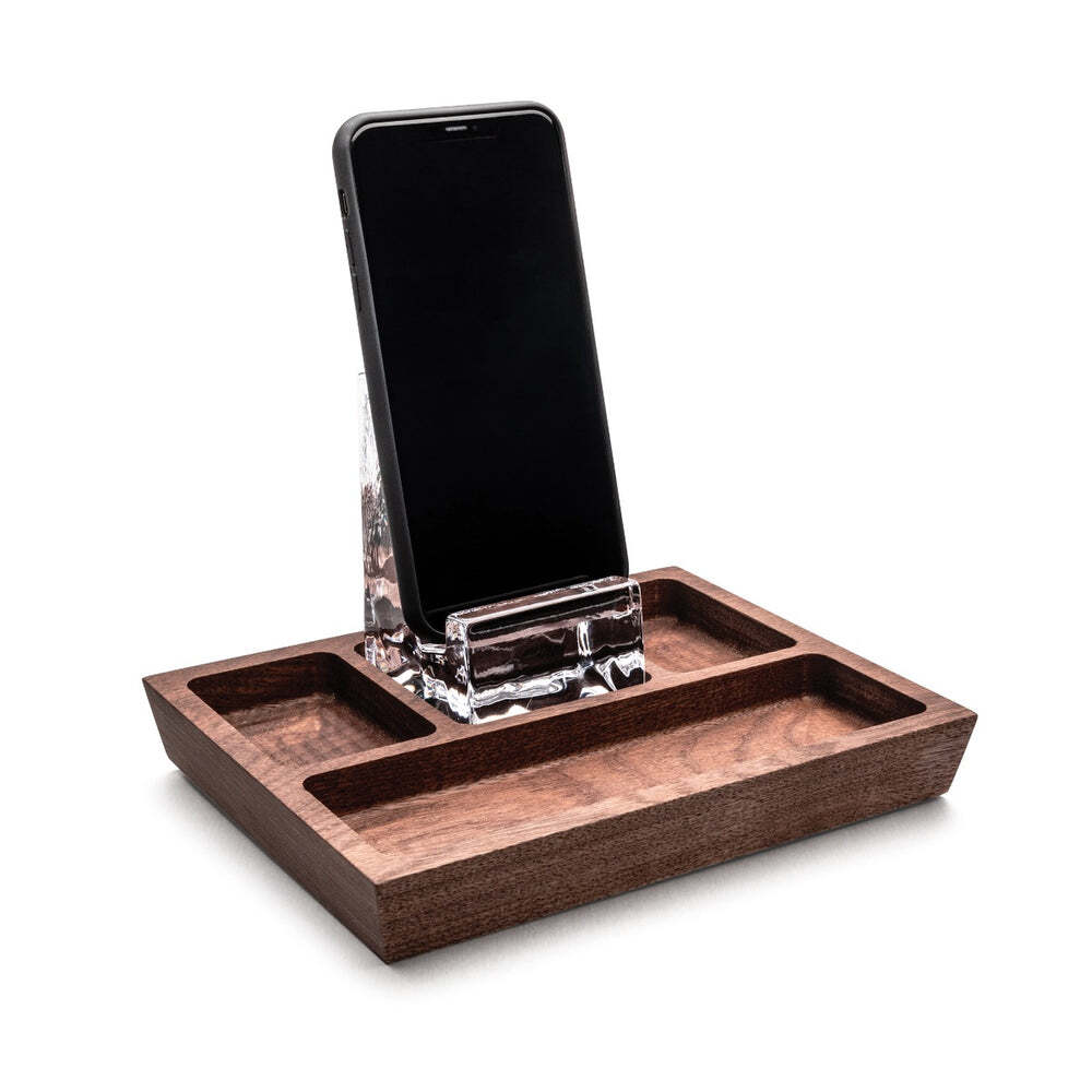 Woodbury Phone Holder Caddy - Walnut by Simon Pearce Additional Image-2