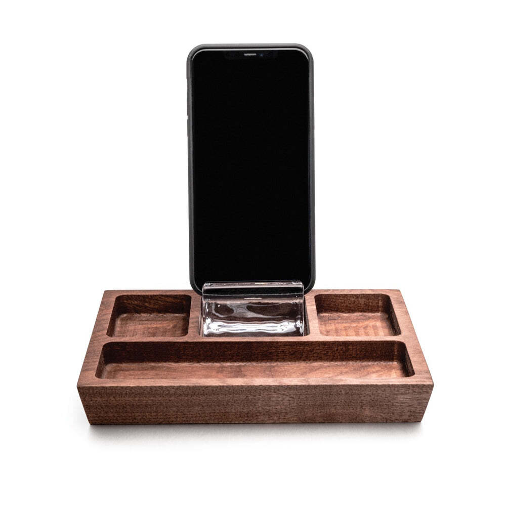 Woodbury Phone Holder Caddy - Walnut by Simon Pearce Additional Image-3